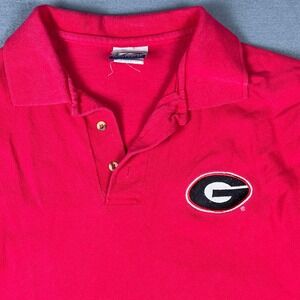 Vintage TSI Sportswear Georgia Bulldogs Polo Shirt Mens Red Embroidered Logo L